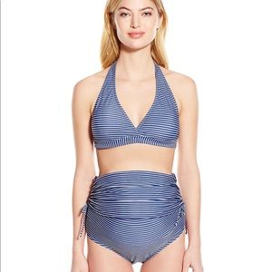Navy Striped Maternity Bikini Swimsuit